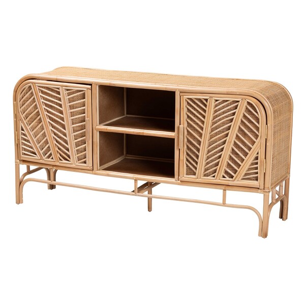 Bali & Pari Carabella Bohemian Natural Rattan 2-Door Storage Cabinet 244-13707-ZORO - main